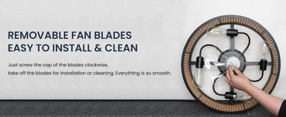 20" Flush Mount Ceiling Fan with Light & Remote Control, Drum Shade, Bladeless/Quiet Motor/Low Profile, for Kitchen Bedroom