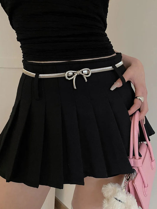 Bow Belt For Women Elastic Waistband With A Slimming Effect Suitable For Skirts And Suits Simple Metal Belt