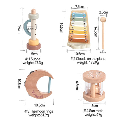 Wooden Baby Montessori Toys Musical Rattle Instruments Xylophone Percussion Sensory Rattle Toys Educational for Baby Toys Gifts