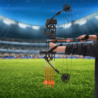 Compound Bow Kit 30~60lbs, Archery Hunting Bow Set with12 arrows and bullseye paper, Right Hand Compound Bow Arrow Set