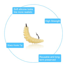 Load image into Gallery viewer, 30PCS Artificial Breadworms Fishing Bait with Hooks Realistic Fake Hooked Worm Bait High Elasticity Rubber Fishing Bait
