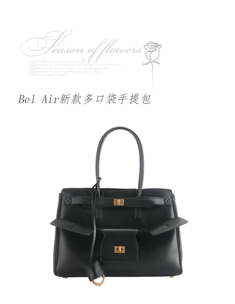 Luxury Genuine Leather Tote Bags for Women Large Capacity Travel Shoulder Bag Designer Handbags Ladies Shopping Purse