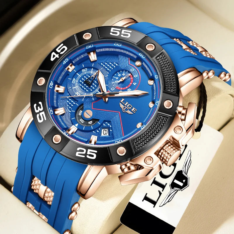 Man Watch LIGE Top Brand Luxury Sports Watches for Men Luminous Chronograph Quartz Wristwatch Big Dial Male Clock Gifts for Men