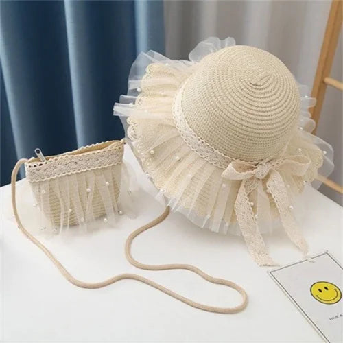 Children Sunscreen Sun Hat Kids Girls Summer Fashion Straw Hat And Bag For Girls Cool Hat Girl Cute Breathable Baby Accessories