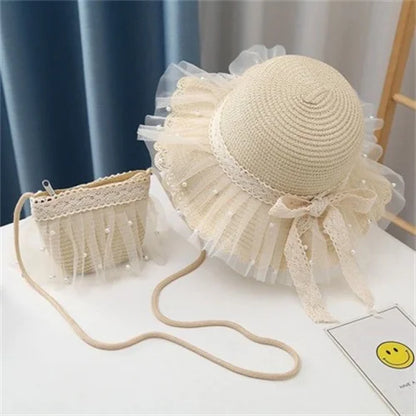 Children Sunscreen Sun Hat Kids Girls Summer Fashion Straw Hat And Bag For Girls Cool Hat Girl Cute Breathable Baby Accessories
