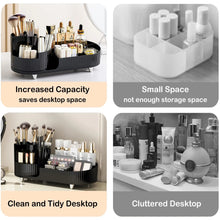 Load image into Gallery viewer, Rotating Makeup Organizer for Vanity with Brush Holder Cosmetic Storage Spinning Skincare Countertop Perfume Lotion Display Case
