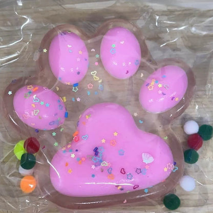 Jelly Glitter Cat Paw Stress Relief Decompression Toy Slow Rebound Pinch New Fidget Toy For Kids Adult Christmas Gifts