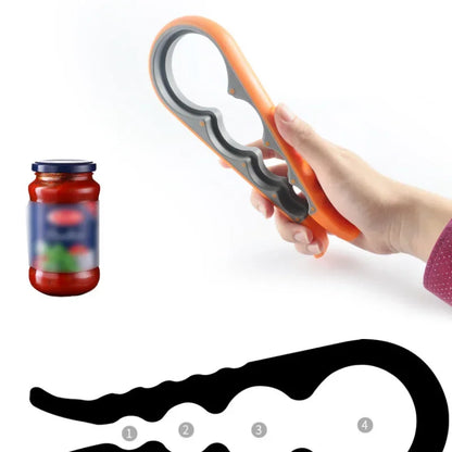 4 In 1 Lid Jar Opener Handy Screw Cap Openers Multi Purpose Can Non-slip Bottle Lid Grip Wrench Bottle Kitchen Gadgets