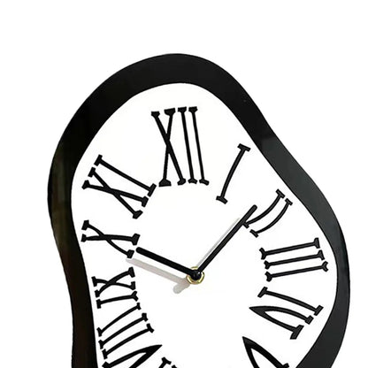 Melting Clock Roman Numeral Clock Distorted Wall Clock for Shop Bedroom Home
