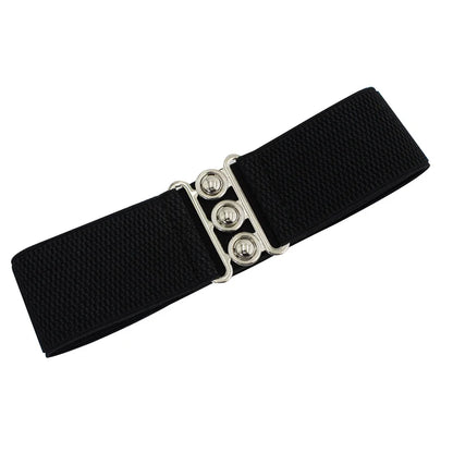 Women's Elastic Pair Buckle Belt Elastic Wide Belt Cummerbund Strap Belt Waist Decorative Waistband For Dresses Solid Color