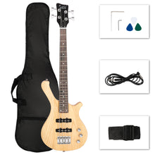Load image into Gallery viewer, Glarry GW101 36in Small Scale Electric Bass Guitar Suit With Mahogany Body SS Pickups, Guitar Bag, Strap, Cable Burlywood
