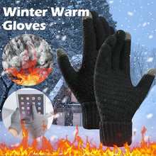 Load image into Gallery viewer, Women Men Warm Winter Touch Screen Gloves Stretch Classical Knit Mittens Wool Full Finger Outdoor Cycling Driving Glove
