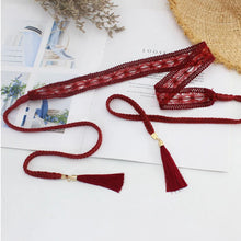 Load image into Gallery viewer, Women Waist Belt Rope Braided Waistband Woven Tassel Thin Belt Female Knot Decorated Waistband Hot Casual Solid Black Belts
