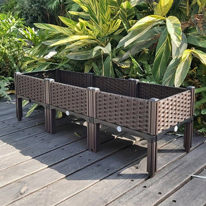 Plastic Raised Garden Bed with Legs Raised Bed W/Drainage Holes Planter Container for Vegetables Fruits Flowers Herbs