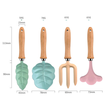 Little Gardener Tool Set Colorful  Safe Tools with Wood Hand Shovel Rake Fork Set Gardening Gifts for Kids Girls