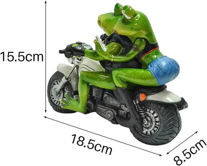 Garden Sculpture Funny Motorcycle Frog Statue Garden Art Figurines for Outdoor Yard Patio Decoration