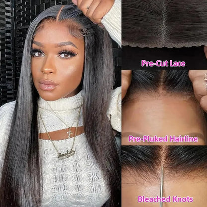 YKB 30 Inch Bone Straight Glueless Wigs Human Hair 5x5 6x6 HD Lace Closure Wig Preplucked Ready To Wear Peruvian Raw 200 Density