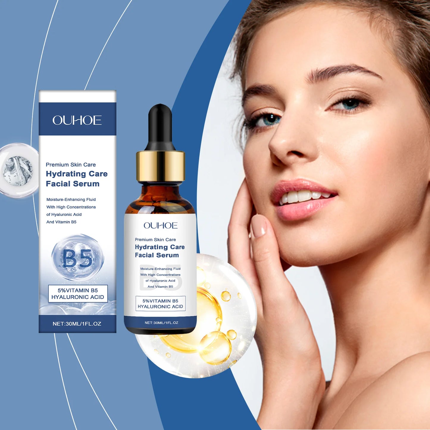 OUHOE Hydrating Care Facial Serum - Deep Moisturize, Balance Oil, Whiten, Repair Acne, All Skin Types, Anti - aging