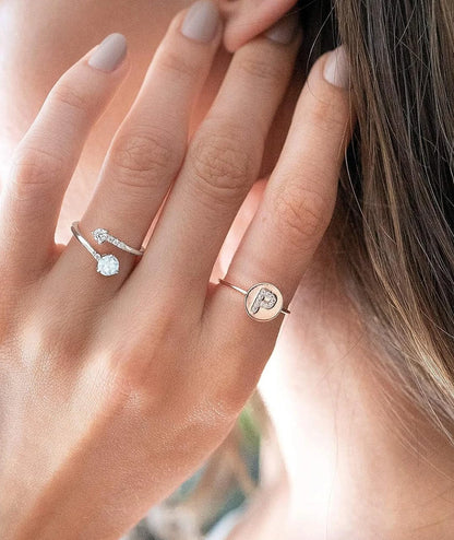 14K Gold Plated Adjustable Created Opal Rings | Stacking Rings | Gold Rings for Women