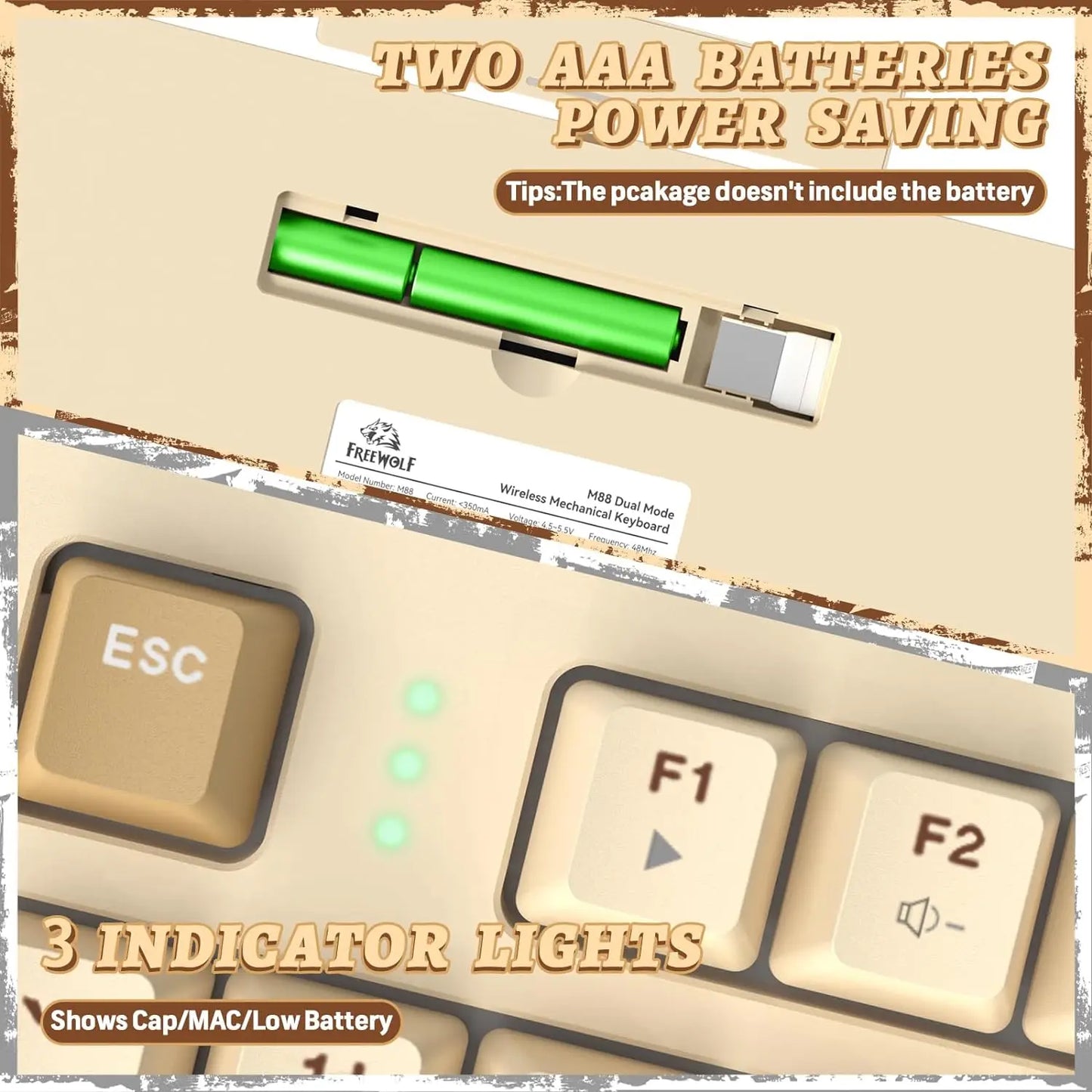 M88 Wireless Mechanical Keyboard,87 Keys QWERTY Layout TKL Hot Swappable Keyboard, Bluetooth/2.4Ghz Dual Mode 2-in-1 Receiver