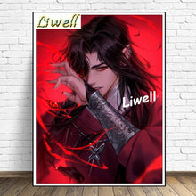 Load image into Gallery viewer, 5D Diamond Painting Embroidery Heaven Official&#39;s Blessing Anime Hua Cheng And Xie Lian With Red Thread Tian Guan Ci Poster Decor
