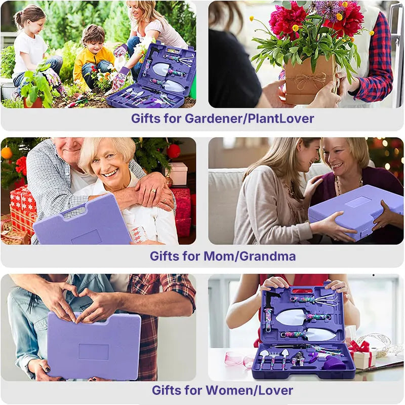 Garden Tools Set Garden Planting Floral Print Ergonomic Handle Trowel Rake Weeder Pruner Shears Sprayer Garden Printing Tool Set