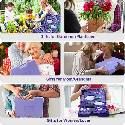 Garden Tools Set Garden Planting Floral Print Ergonomic Handle Trowel Rake Weeder Pruner Shears Sprayer Garden Printing Tool Set