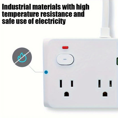 US Plug 6AC Outlet Multiprise Power Strip Extension Cord 2 USB 2 PD Charger Electrical Socket Network Filter USB Fast Charging