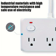 Load image into Gallery viewer, US Plug 6AC Outlet Multiprise Power Strip Extension Cord 2 USB 2 PD Charger Electrical Socket Network Filter USB Fast Charging
