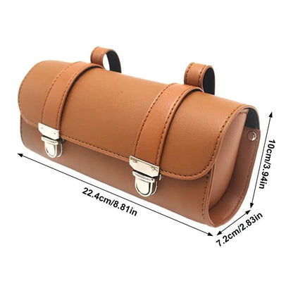 Bicycle Leather Saddle Bag Bicycle Handlebar Saddle Storage Bag Portable Bicycle Handlebar Storage Bag For Outdoor Keys Tools