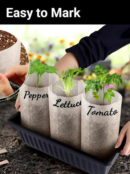 Seedling Bags 100 Pack Degradable Non-Woven Nursery Bags Fabric Seedling Grow Bags Plant Pouch For Garden Agricultural Supply