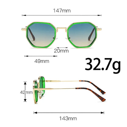 2025 New Vintage Sunglasses for Women Modern Fashionable Octagonal Glasses with Black Lenses Golden Edging Sun Glasses UV400