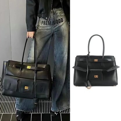 Luxury Genuine Leather Tote Bags for Women Large Capacity Travel Shoulder Bag Designer Handbags Ladies Shopping Purse