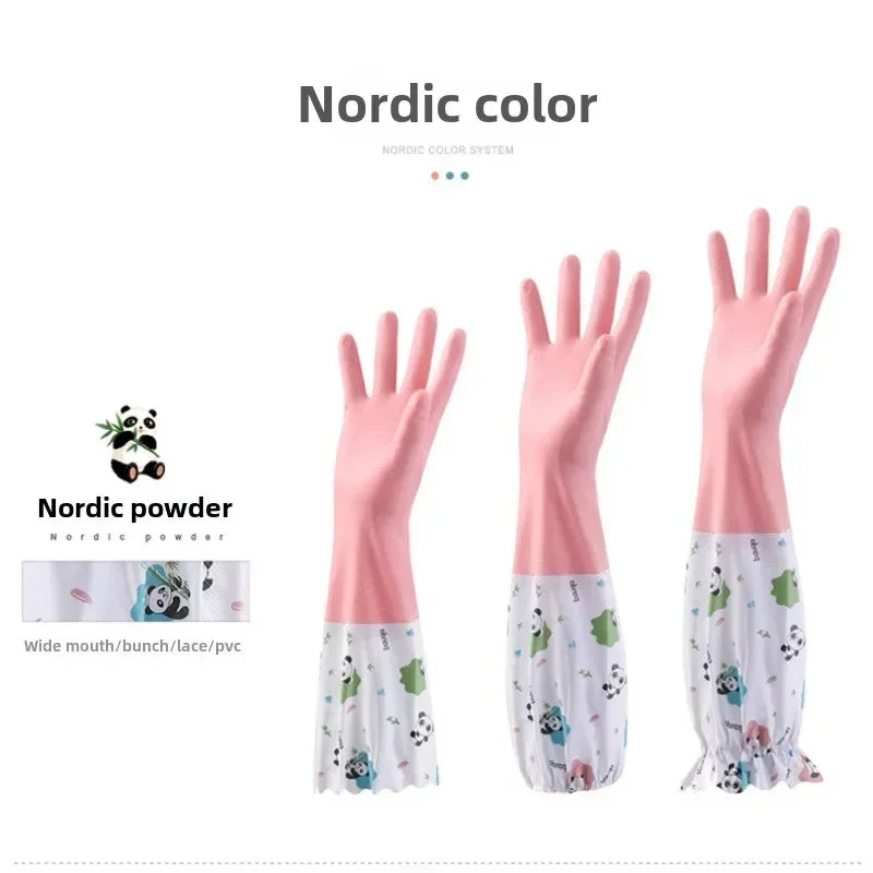 Women's Kitchen Gloves - Durable, Extended Waterproof Rubber Gloves for Dishwashing, Cleaning, Laundry & Household Chores - Comf