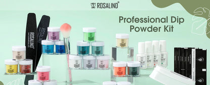 ROSALIND 29PCS Dip Nails Powder Starter Kit, 20 Colors Dip Powder Nail Kit Red Green Orange Glitter Series Nail Dip Powder Color