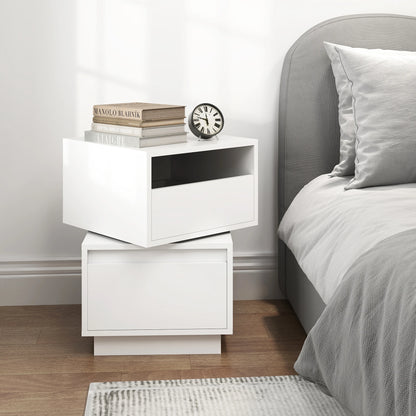 Rotatable Nightstand End Table, Bedside Table with 2 Drawers, 2 Drawer Dresser for Bedroom, Closet, Entryway, College Dorm
