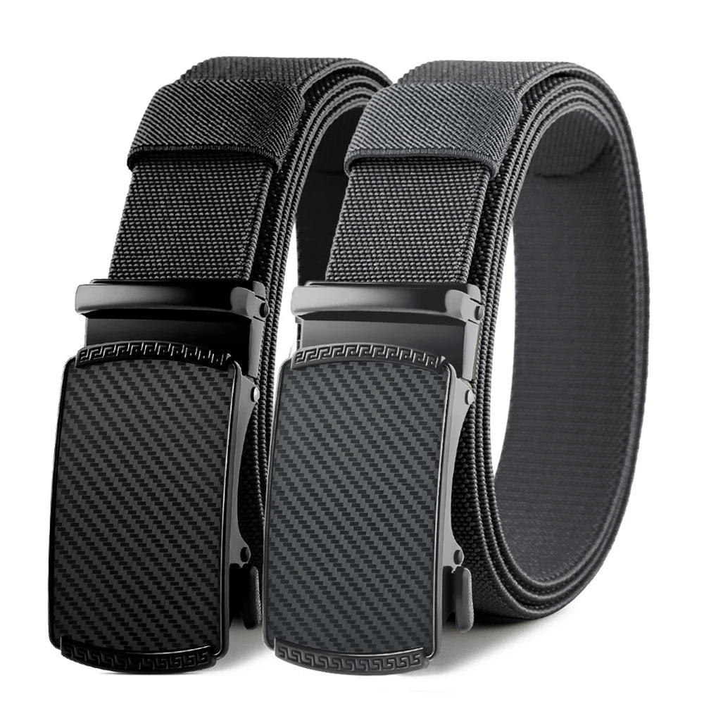 Men Elastic Belt Alloy Automatic Buckle Tough Stretch Nylon Mens Military Tactical Belt Golf Canvas Pants Waistband