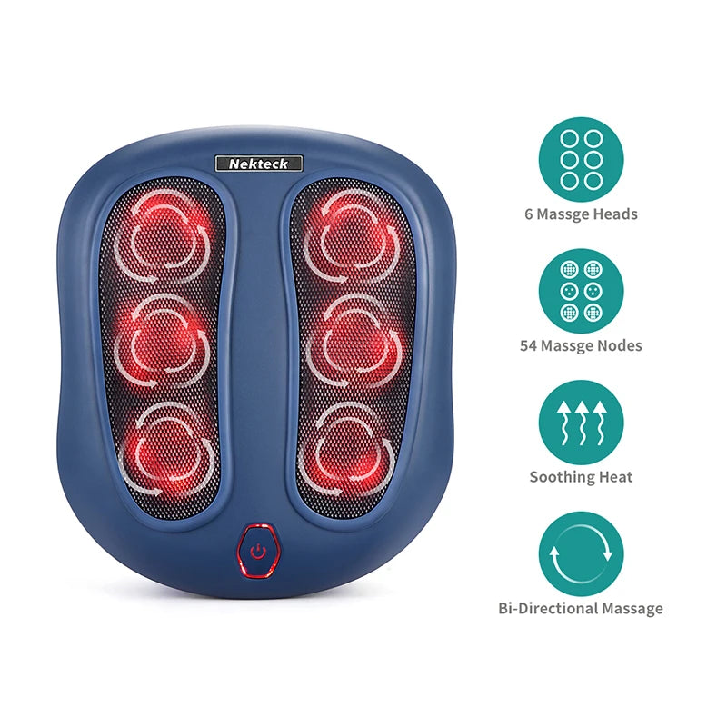 Nekteck Electric Foot Massager Heating Therapy Hot Compress Shiatsu Kneading Roller Muscle Relax Pain Relief Foot Spa Machine