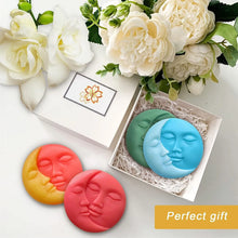 Load image into Gallery viewer, Sun &amp; Moon Silicone Soap Molds 4 Cavity Crescent Moon Face Mould for Homemade Lotion Bar Bath Bombs Polymer Clay Wax Candle Make
