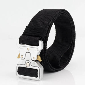 Belts For Men Tactical Belt Metal Silver Buckle Nylon Waist Strap Girdle Heavy Duty Training Hunting Mens Belts
