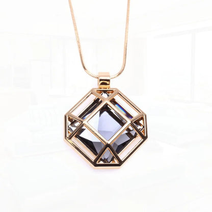 Spring New Simple Fashion Square Hollow Sweater Chain Necklace Clothes Accessories Pendant