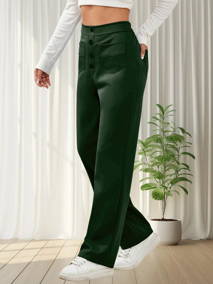 Women Sweatpants 2024 High-Waisted Multi-Pocket Cargo Pants Elegant Full-Length Casual Pants Blackish