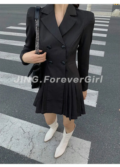 Women's Dress Blazer Clothing Chic and Elegant Pretty Female Dresses 2024 Formal Occasion Spring Retro Promotion Loose X Xxl Y2k