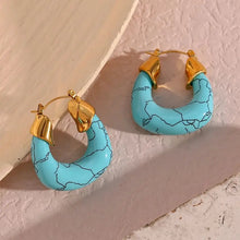 Load image into Gallery viewer, E.B.belle New Favourite Color! Summer Vocation Chunky Acrylic Resin Hoop Earrings For Woman Stainless Steel Waterproof Jewelry
