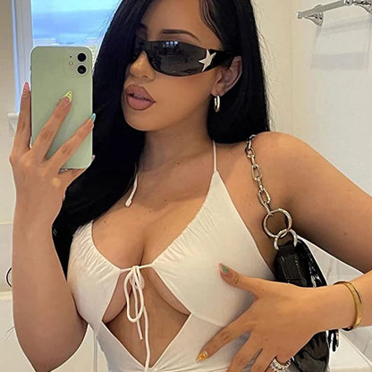 Fashion Sunglasses for Women Men Trendy Shield Wrap Around Sunglasses Oversized Fashion Frameless Sun Glasses