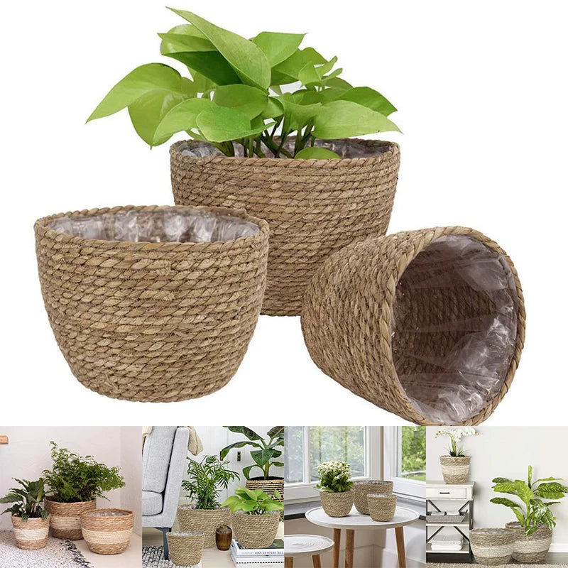 Grass Planter Basket Indoor Outdoor Flower Pots Cover Plant Containers for Home Pot Decorative Plant Pot House Garden Supplies