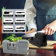 Load image into Gallery viewer, Knife Sharpener, 3-Stage Knife Sharpener Tool with Sharpening Stone, 2-in-1 Knife Sharpener Kit, Foldable Chef Knife Sharpening
