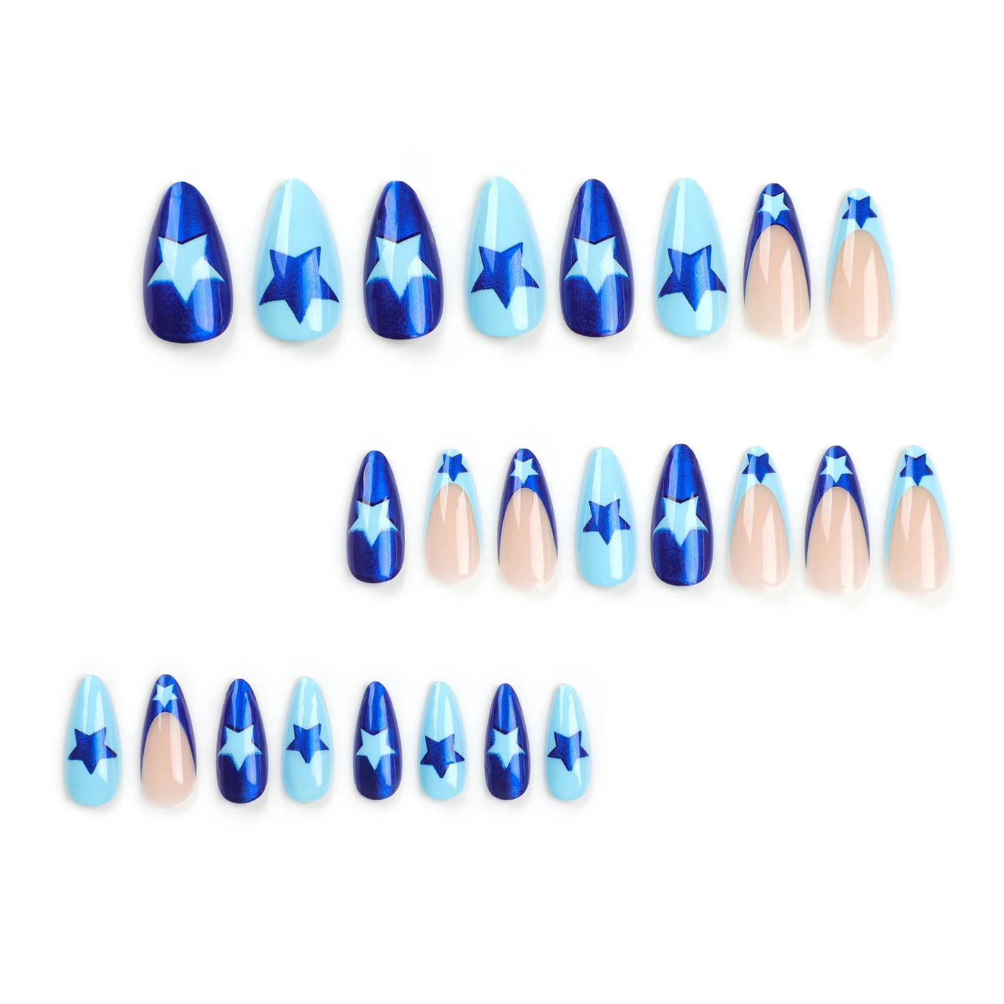 French False Nail for Women Blue Gentle Color Reusable Resin Artificial Nail for Portable DIY Women and Girl Nail Salon at Home