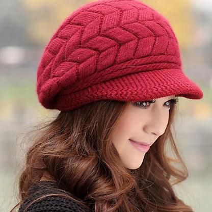 Winter Women Hat Wide Brim Keep Warm Cap Knitted Hats Female Soft High Elastic Warm Caps Beanies Girl Cap Solid Color 2023 New