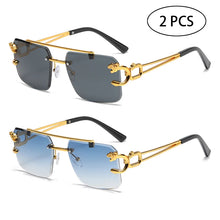 Load image into Gallery viewer, Fashion Rimless Square Double Bridge Sun Glasses Vintage Women Men Sunglasses UV400
